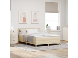 Vidaxl Cama Box com Almofada com Cabeceira Creme 140 X 200 Cm Tecido