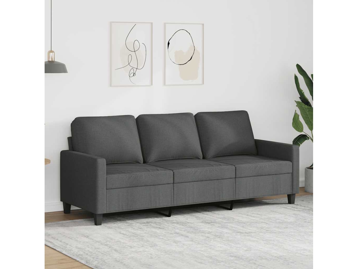 Vidaxl Sofá De 3 Lugares 180 Cm Tecido Cinza-escuro