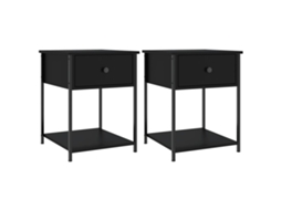 Conjunto de 2 Mesas de Cabeceira Derivados de Madeira Preto MAISON EXCLUSIVE (44x45x58 cm)