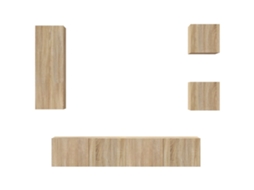 Tv Cabinet Set, Tv Cabinet Sets Vidaxl Marrom Madeira Processada (n/a)
