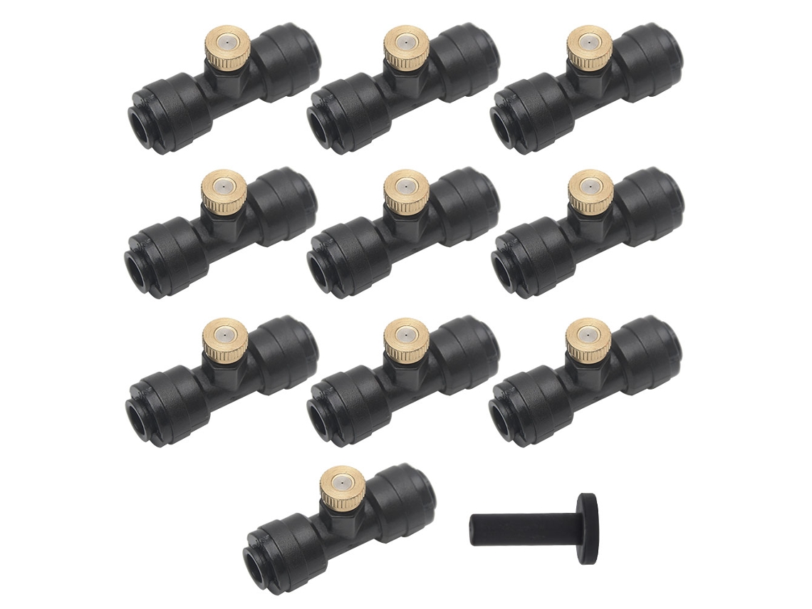 Kit de bicos nebulizadores plugues de aspersão em T para irrigação de jardim de baixa pressão ao ar livre