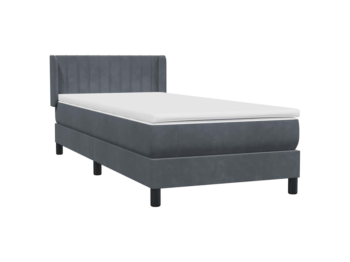 Cama com Molas/Colchão Veludo Cinzento Escuro MAISON EXCLUSIVE (90x220 cm)