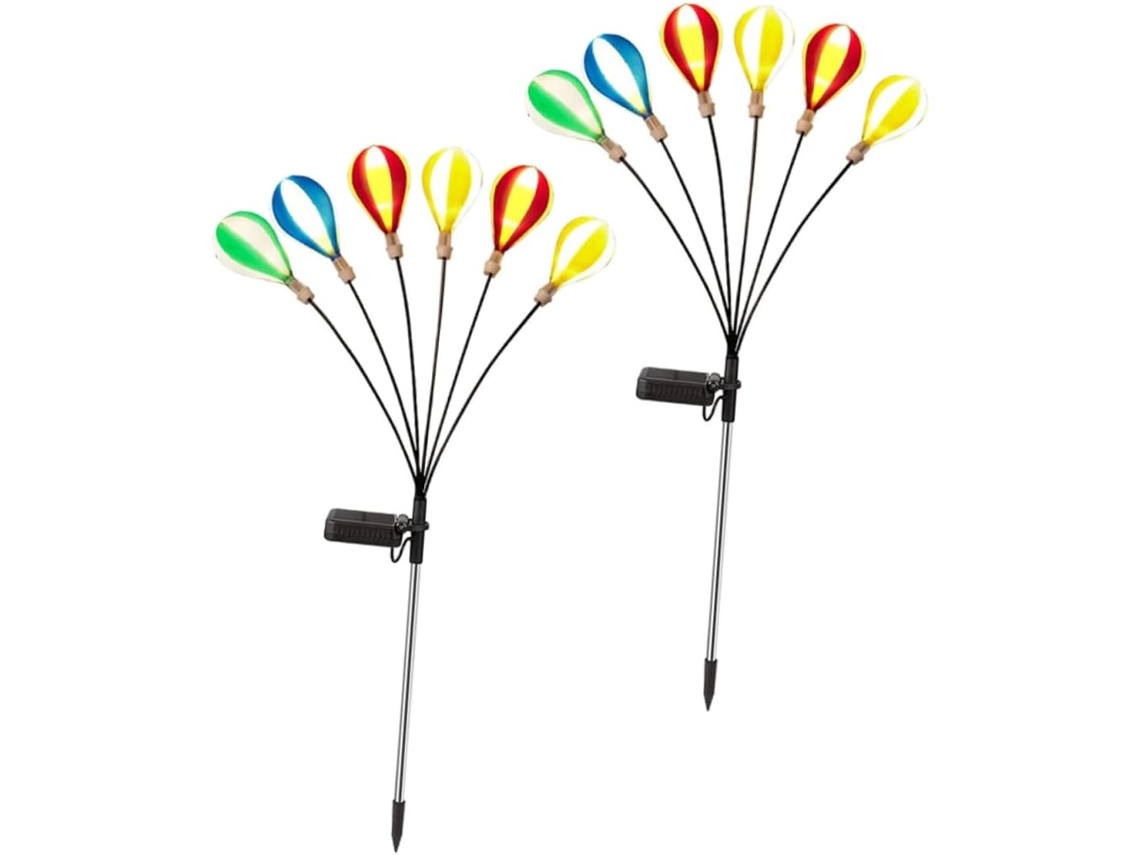 Conjunto de 2 Luminárias Solares de Jardim em Formato de Balão, para Decoração Externa. SFUSHOS