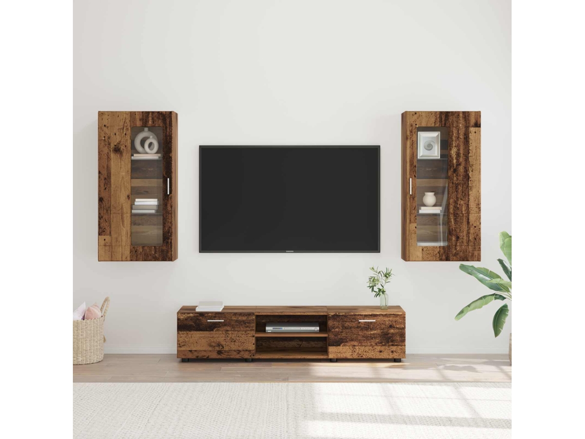 Vidaxl Conjunto De Móvel De Tv Florin 3 Unid. Madeira Antiga