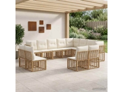 Vidaxl Conjunto De Sofás Para Exterior Natural E Branco Creme