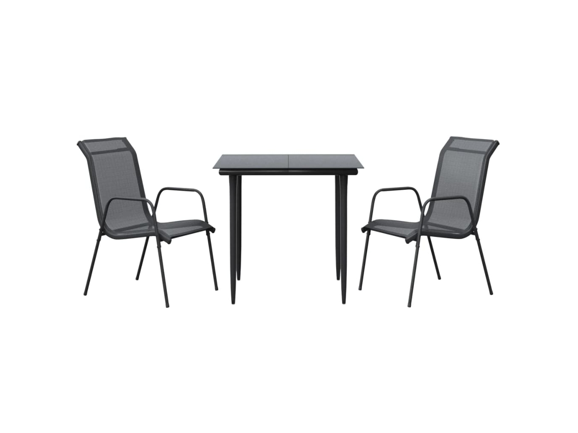 Garden Dining Set, Garden Dining Sets Vidaxl Preto Aço (80 Cm Table Length)