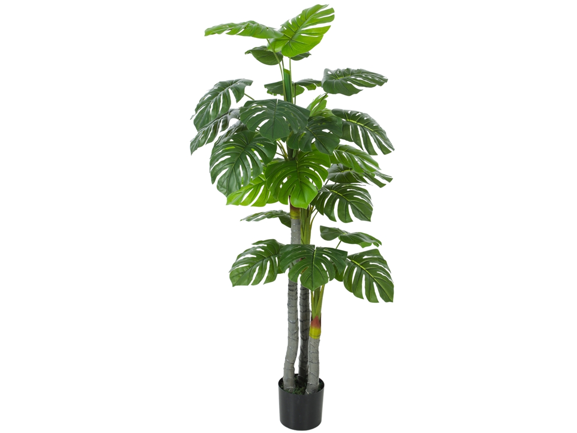 Monstera Artificial 1.5m, Tronco, Galhos, Líquen, Folhas Tartaruga, Realista, C/ Vaso