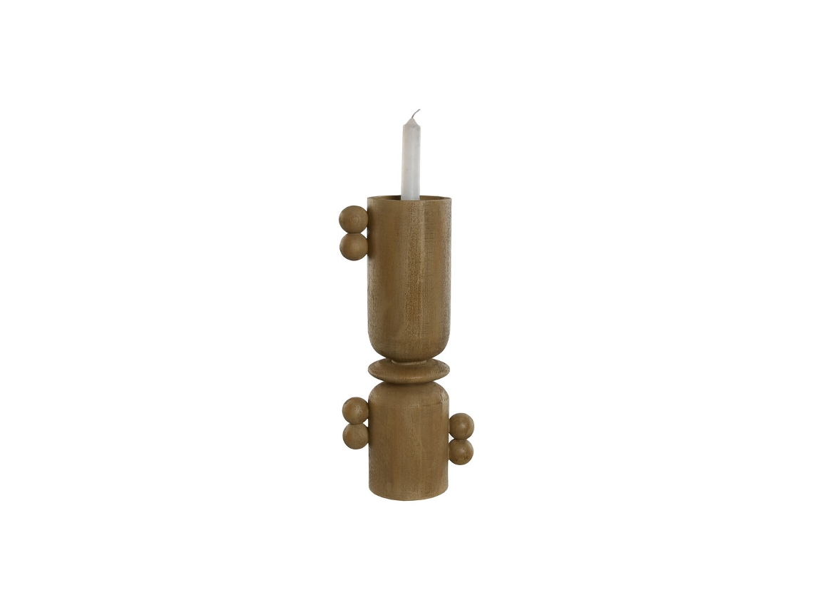 Castiçal de madeira de resina marrom Home Esprit 15 x 9,5 x 35 cm
