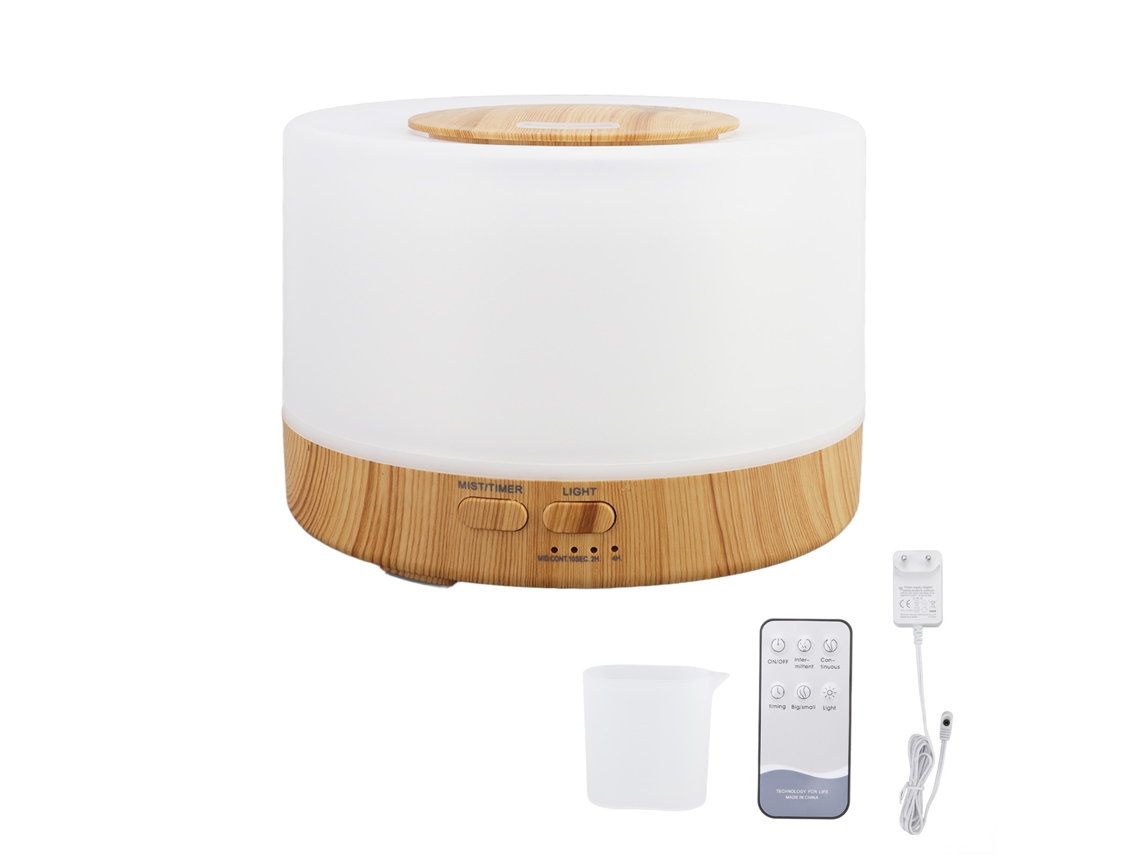 Laxiscreed Umidificador De 500ml Com Textura De Madeira, Controle Remoto, Aromaterapia E Iluminação Ambiente