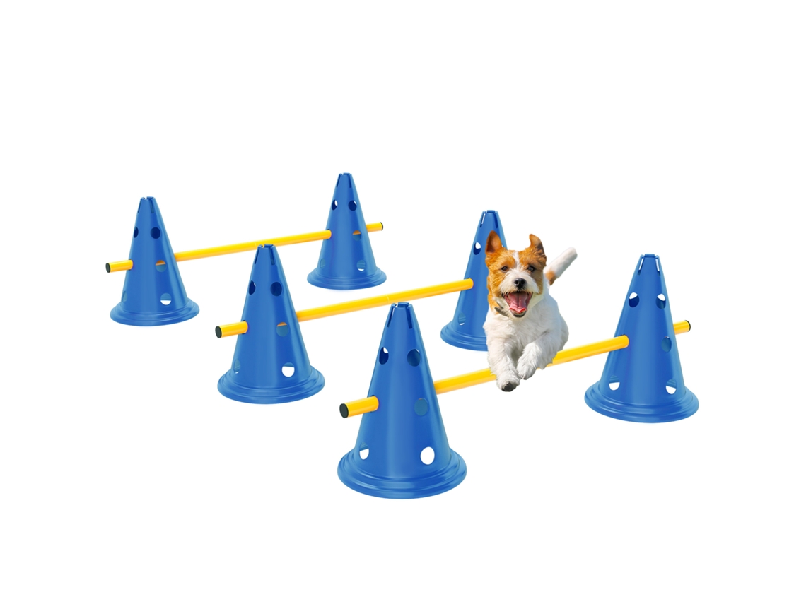 Conjunto Dogs Agility 3 Peças, Barreiras+6 Cones+3 Bolsas, Treino Cães