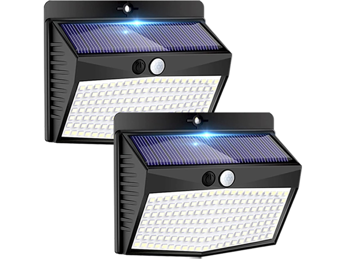 Aplique De Parede Solar Com Sensor De Movimento E 138 Leds (preto).