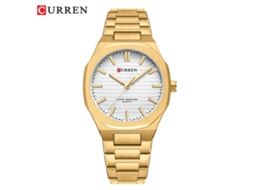 Relógio MDUG Masculino Casual com Mecanismo de Quartzo, Listrado, Dourado e Branco
