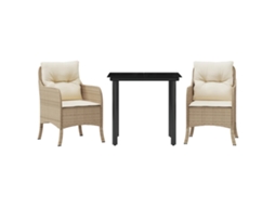 Garden Dining Set, Garden Dining Sets Vidaxl Bege Rattan / Vime (80 Cm Table Length)