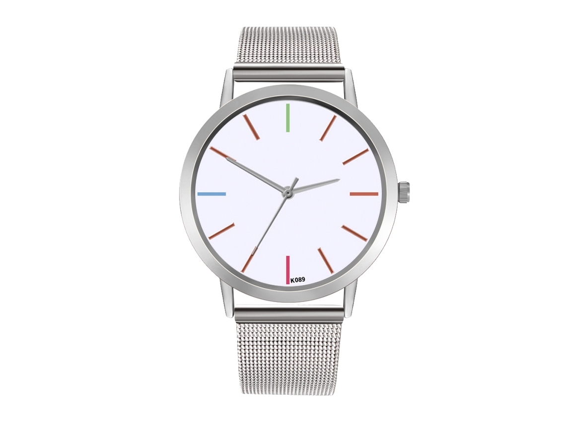 Relógio Analógico de Pulso de Quartzo com Pulseira de Malha Simples e Elegante Zhoulianfa (prata)