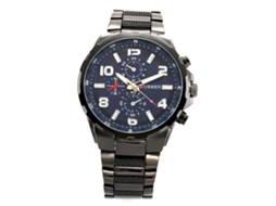 Relógio de pulso masculino Curren, estilo fashion, quartzo, pulseira de liga metálica, preto e azul.