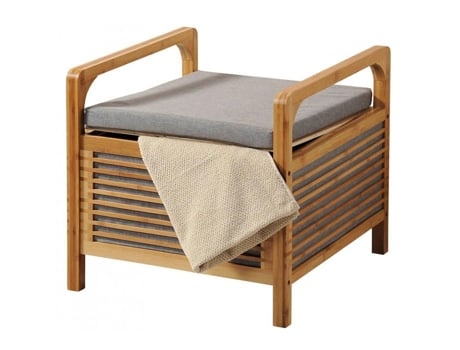 Banco de banheiro de bambu com armazenamento, 50 × 47 cm Kesper