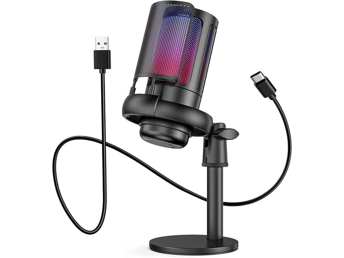 Microfone Usb c com Espuma para Gravação e Conferências