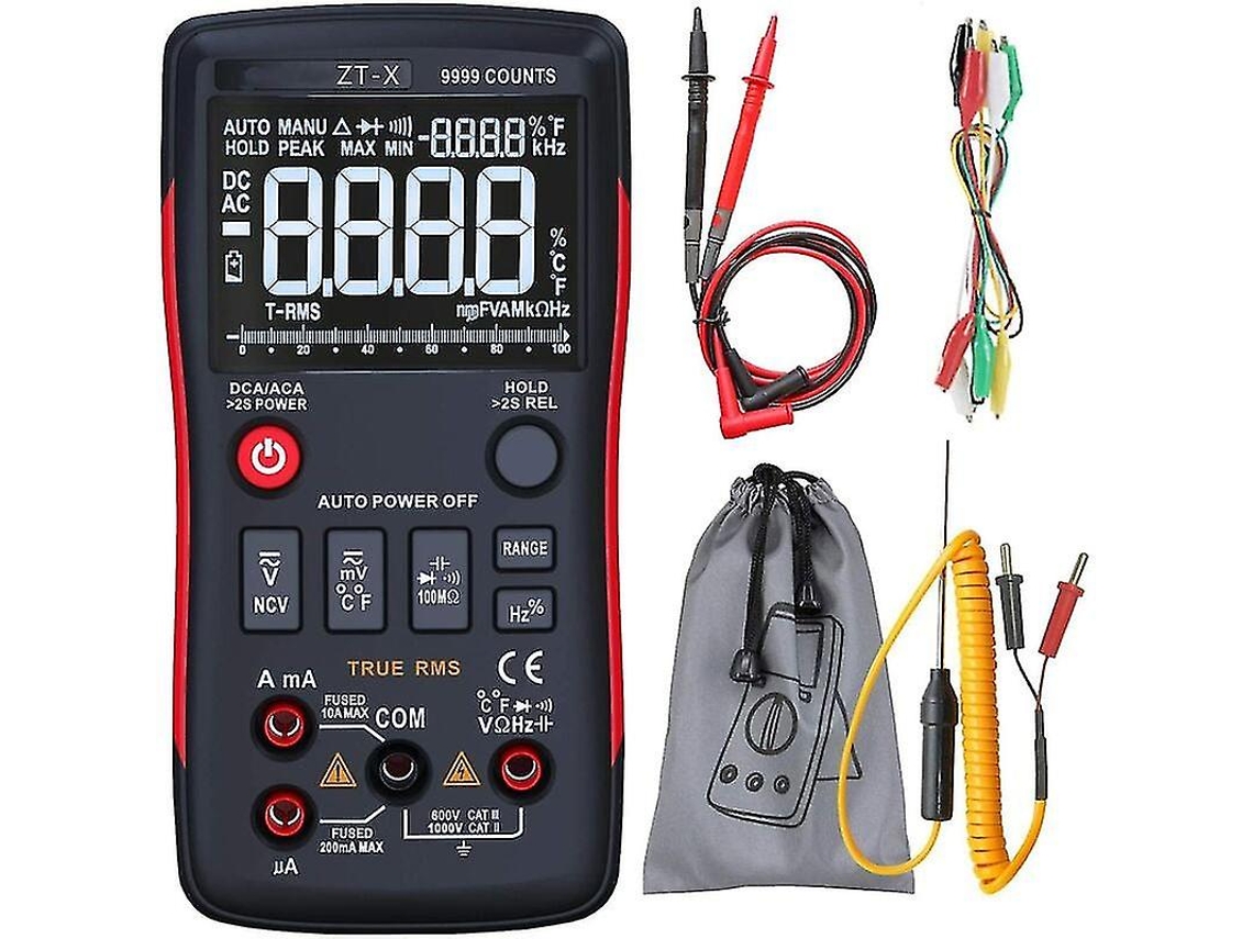 Multímetro Digital Profissional Display True Rms, Mostrador De Temperatura Ca De 3 Linhas 9999 Slowmoose