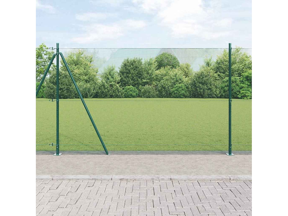 Vidaxl Cerca De Arame Soldado Com Base De Concreto 25 X 1,4 M Verde