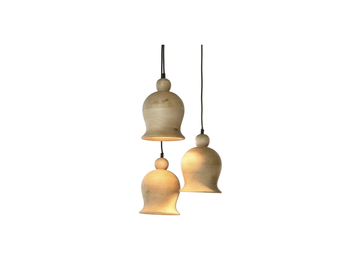 Conjunto de 3 Luminárias de Teto em Madeira de Mangueira Preta, 38x38x110cm ALEXANDRA HOUSE LIVING