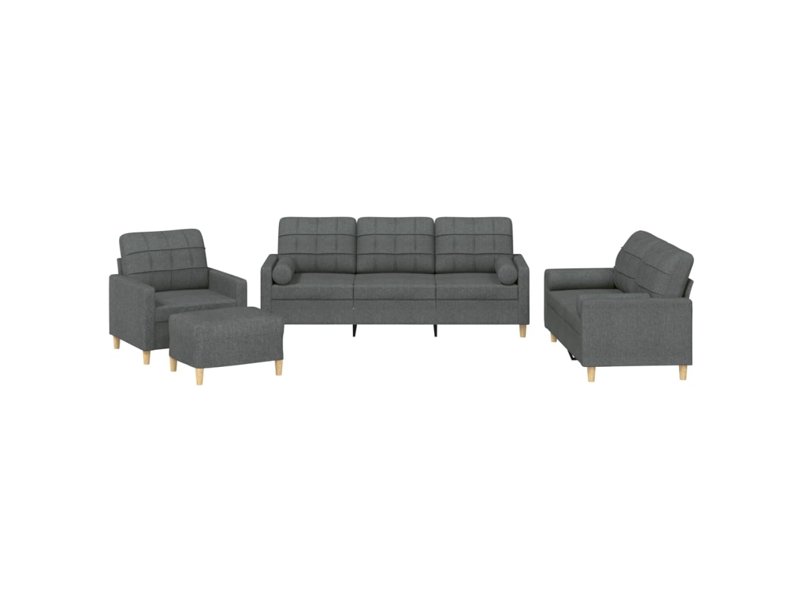Conjunto de Sofás com Almofadas 4 Pcs Tecido Cinzento escuro MAISON EXCLUSIVE