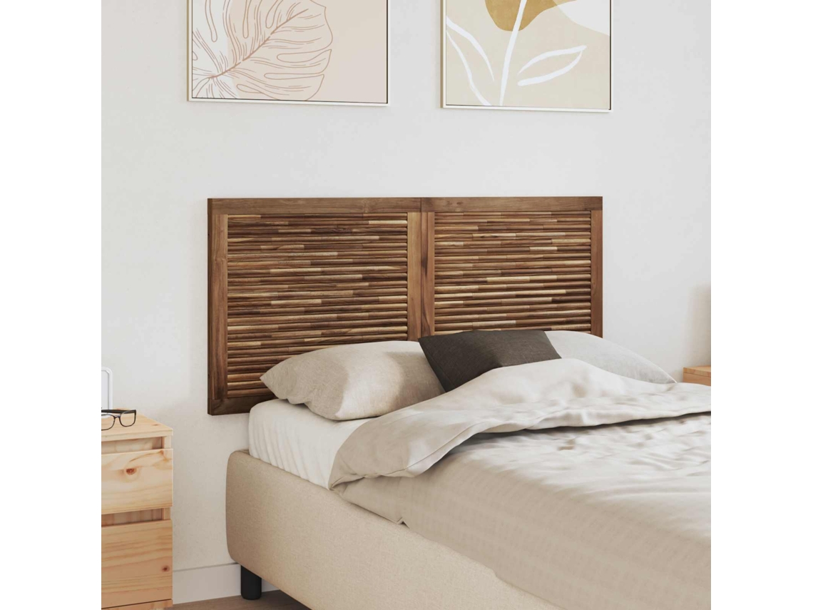 Vidaxl Cabeceira De Cama Natural Madeira De Teca Sólida