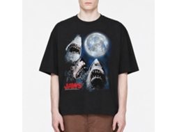 Rockinstone Jaws Movie Three Shark Moon Black Adult T-shirt Size:m