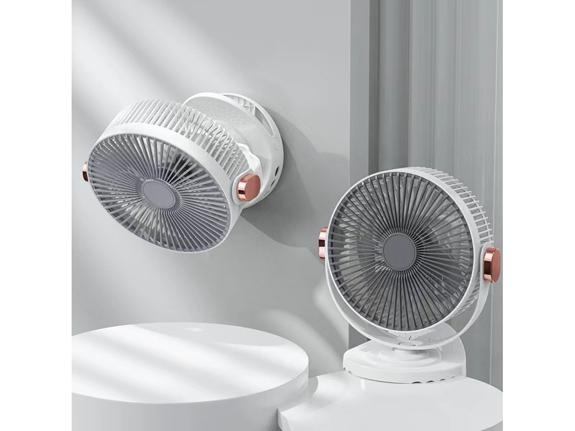 Mini ventilador de clipe, branco, 20 cm, recarregável, 2000 mAh