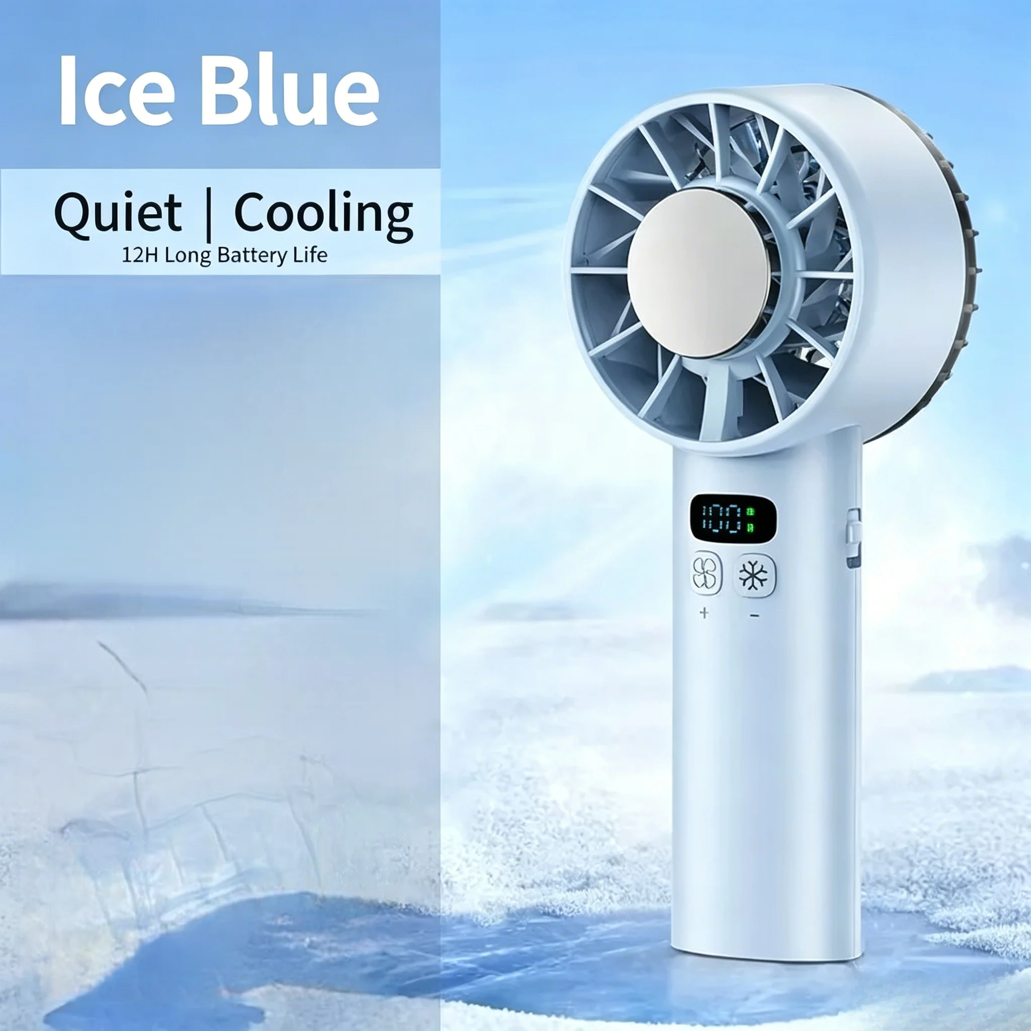 (azul) Ventilador De Resfriamento De Alta Velocidade Ice Breeze De Nova Geração, Ventilador De Mão, Recarregável Via Usb
