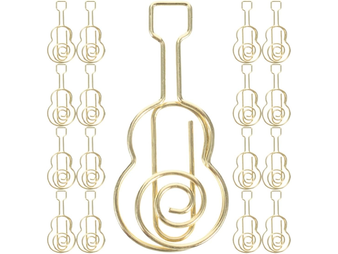 Artibetter Conjunto De 30-clipes Papel Em Ferro Dourado Formato Guitarra Para Prender Documentos E Anotações Mini Clipes