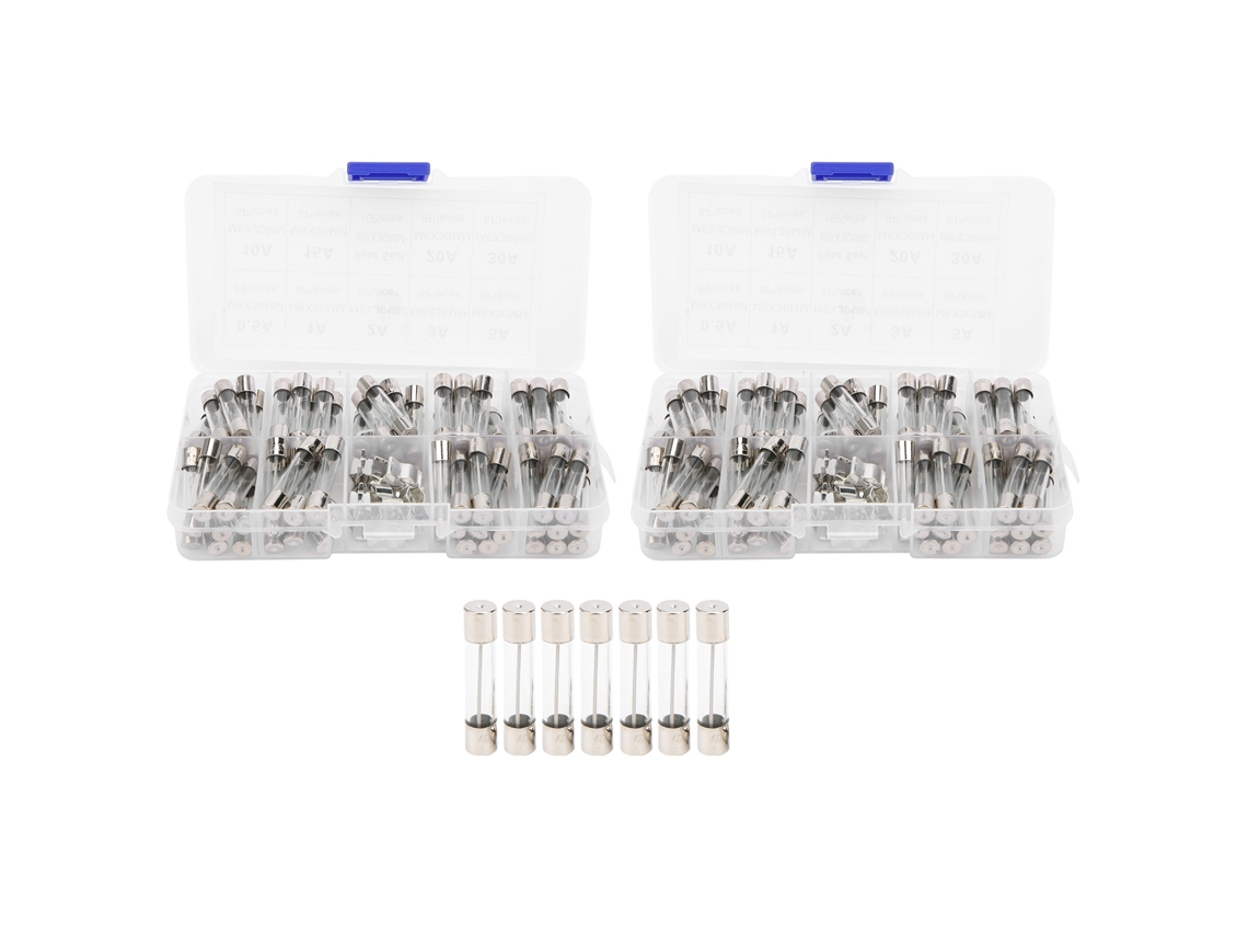 Kit de Fusíveis de Vidro Rápido 0,5a 30a M6x30mm Caixa de Armazenamento 2 Caixas