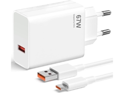 Kit Carregador 67w Usb-a + Cabo, Compatível Com Dispositivos Xiaomi