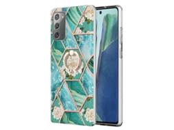 Capa Com Suporte De Anel De Tpu Com Estampa De Flores De Mármore Para Samsung Galaxy Note20