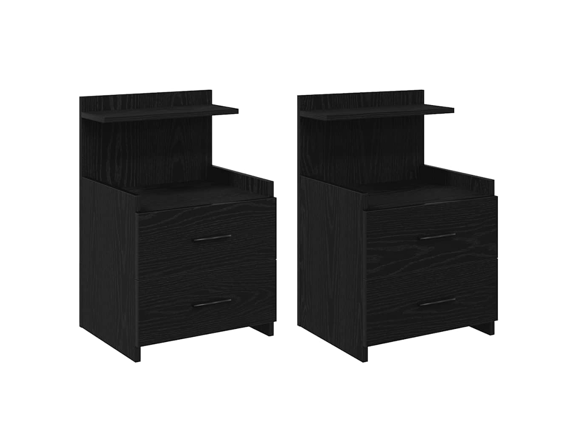Bedside Cabinet, Bedside Cabinets Vidaxl Preto Madeira Processada (n/a)
