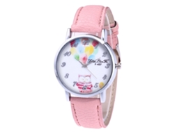 Relógio de pulso de quartzo com pulseira de couro rosa granulado cor lichia para casais, unissex.