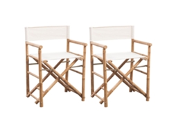 Cadeiras De Diretor Dobráveis 2 Pcs Bambu E Lona Dkd Home Decor