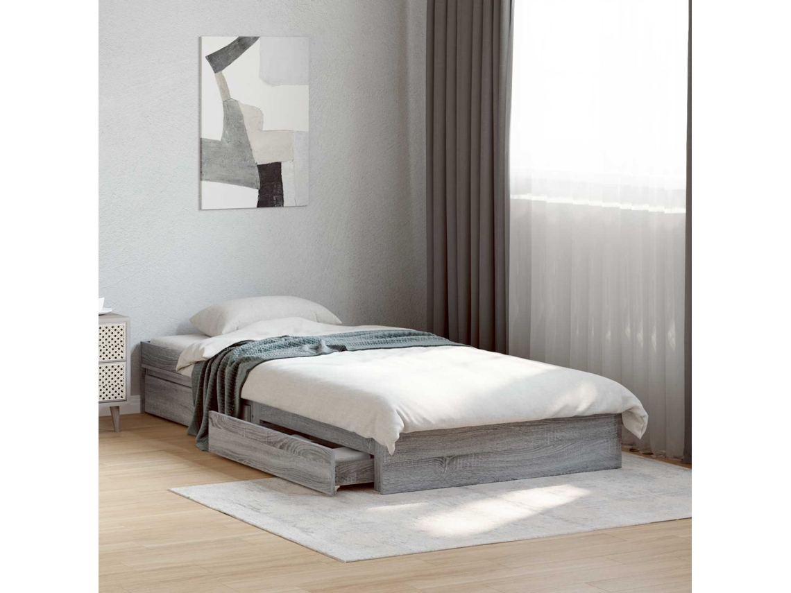 Vidaxl Estrutura De Cama Com Armazenamento Sonoma Cinzento 80 X 200 Cm