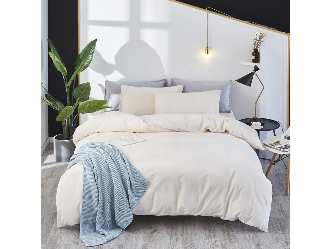 Conjunto de Capas de Edredão LUUCOZK Cama de None Peças Bege