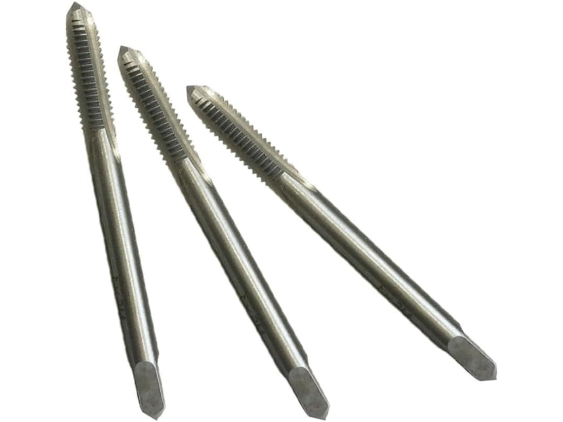 Conjunto De 3 Machos Rosca Manual Em Aço Liga Nf Nº 10-32, Com Base Reta E Haste Quadrada, Para Reparos Automotivos E De