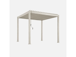 3x3m Pérgola Bioclimática De Alumínio Com Lâminas Ajustáveis, Beige Sweeek