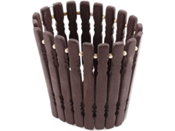 Ruilogod Home Porta Lápis De Plástico Bege Decoração Com Bambu, Cor Chocolate