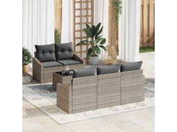 Vidaxl Conjunto De Sofás 6 Unid. Cinza Claro E Cinza Escuro Vime Pe
