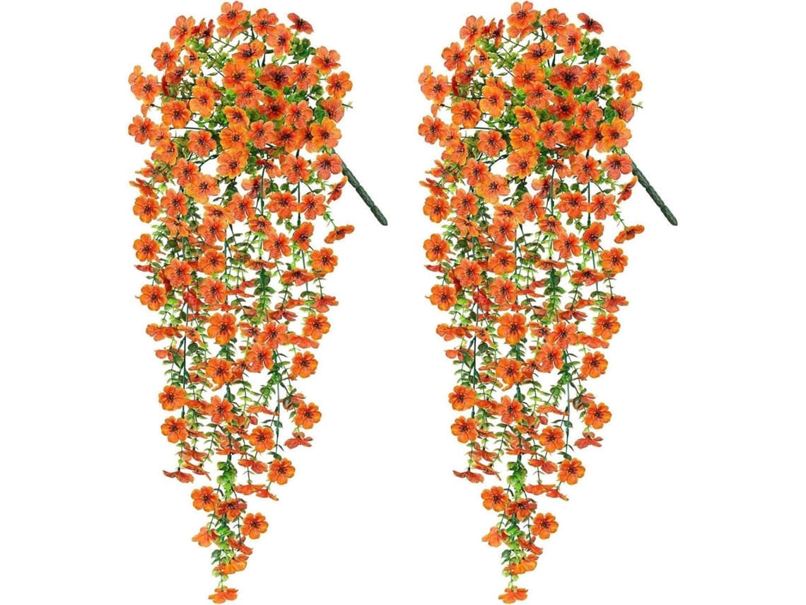 2 Flores Artificiais - Penduradas - Plantas Artificiais - Para Casa, Casamentos E Decoração De Parede (laranjas)