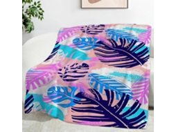 Manta com Estampa de Folhas Coloridas Plantas Tropicais 180x200 Cm Multifuncional Macia Aconchegante em Flanel