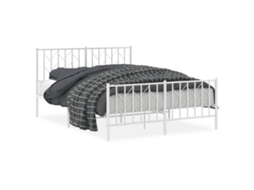 Estrutura de Cama com Cabeceira e Pés Metal Branco MAISON EXCLUSIVE 140x190 cm