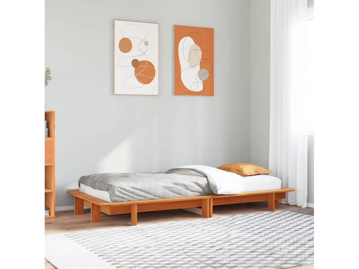 Cama Sem Colchão 90x190 Cm Madeira De Pinho Maciça Castanho-mel