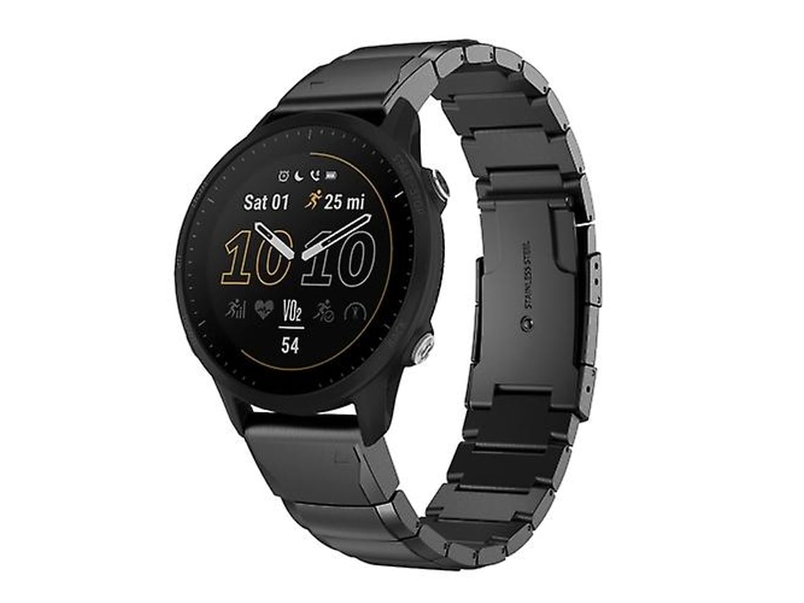 Pulseira Garmin Forerunner 955 De 22 Mm, Aço Inoxidável, Preta, Design Casco Tartaruga., Acabamento Moderno