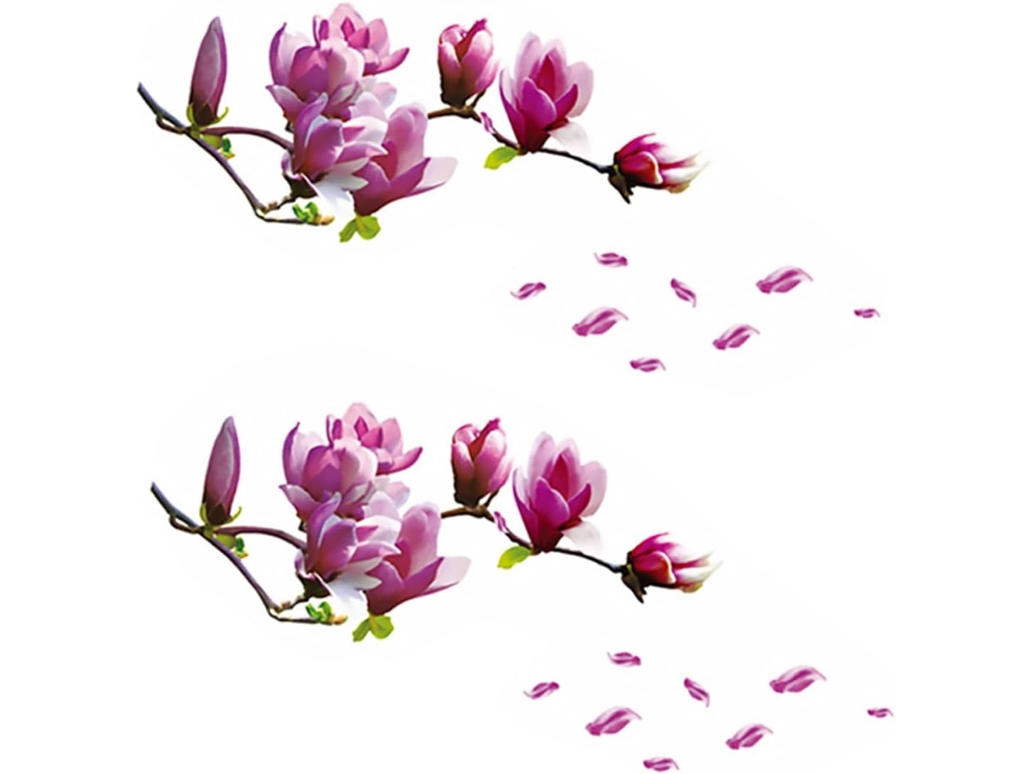 Conjunto De 2 Adesivos De Parede Com Flores De Magnólia, Autoadesivos Para Sala De Estar E Quarto. Gokoco