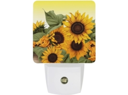Luminária Noturna com Estampa Floral de Girassóis, Luminária Noturna Decorativa, Luminária Noturna de Viagem