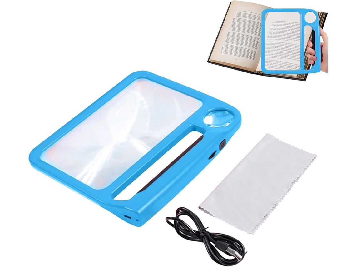 Luminária De Leitura Recarregável Com Ampliação 5x 10x E Lente Aumento Led Para